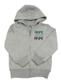 Šedá propínací mikina s nápisem a kapucí Y.F.K.