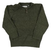Khaki melírovaný svetr s knoflíčky zn. C&A
