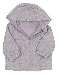 Lila květovaná šusťáková jarní bunda s kapucí Ergee