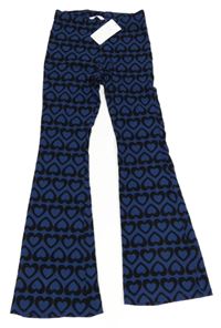 Nové - Tmavomodré flare kalhoty se srdíčky M&S