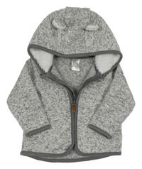 Šedá melírovaná pletená propínací mikina s kapucí H&M