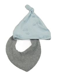 2set - Světlemodrá čepice se slony + šedý slinták 