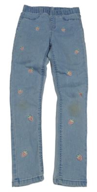 Světlemodré riflové džegíny s jahodami KIDS