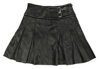 Černá koženková skládaná sukně s přezkami Primark