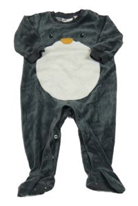 Tmavošedo-bílý sametový overal - tučňák H&M