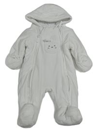 Bílá plyšová zateplená kombinéza se zajícem a kapucí M&S