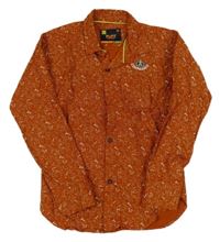 Rezavá vzorovaná košile s nášivkou 