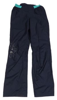 Tmavomodré šusťákové nepromokavé funkční kalhoty Quechua