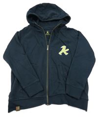 Tmavomodrá propínací mikina s panáčkem a kapucí 