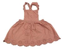 Růžové manšestrové laclové šaty s madeirou George