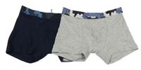 2x boxerky s army gumou - šedé + tmavomodré C&A