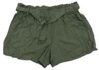 Khaki lehké kraťasy s páskem 