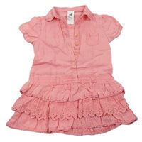 Růžové lněné košilové šaty C&A