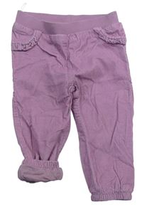 Růžové podšité manšestrové kalhoty C&A