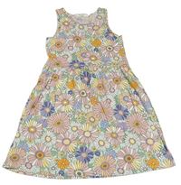 Světlezelené bavlněné šaty s květy H&M