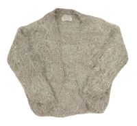 Šedo-bronzový chlupatý svetrový cardigan s flitry Zara