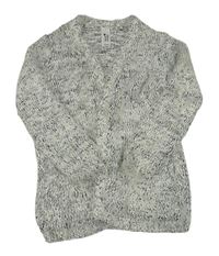 Bílo-černý chlupatý svetrový cardigan C&A