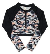 Černo-army UV crop triko New Look