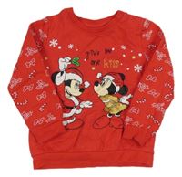 Červená mikina s Mickeym a Minnie Disney 