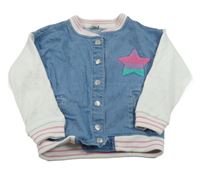 Modro-bílá riflovo/tepláková bunda s hvězdou Tu