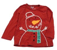 Červené triko se sněhulákem Next 
