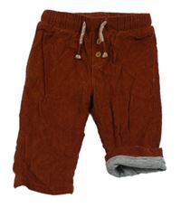 Hnědé manšestrové podšité kalhoty Topolino