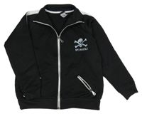 Černá propínací mikina s lebkou 