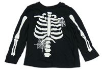 Černé triko s kostrou F&F