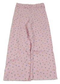 Světlerůžové wide rifle s kytičkami Leight Tucker