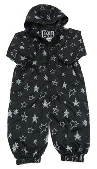 Černá šusťáková kombinéza s hvězdičkami a kapucí Tu
