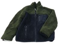 Khaki-tmavomodrá huňatá bunda Yigga 