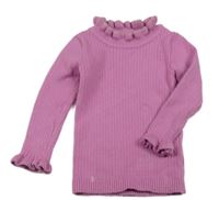 Růžový žebrovaný svetr s kroucenými lemy Matalan