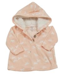 Broskvová fleecová mikina s koníky a kapucí Carter´s 