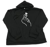 Černá mikina s potiskem a kapucí 