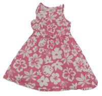 Růžovo-bílé kytičkované bavlněné šaty C&A