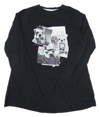 Černé triko s pejsky Yd. 