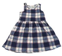 Tmaovmodro-bílo-růžovo-modré kostkované šaty H&M