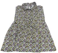 Černé květované mačkané šaty s límečkem PRIMARK