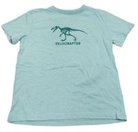 Mentolové melírované tričko s kostrou dinosaura Next