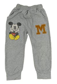 Šedé melírované tepláky s Mickey 