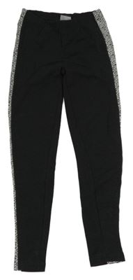 Nové - černé teplákové zateplené legíny se vzorovaným pruhem Y.F.K. 