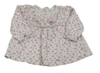 Bílo-růžová tunika s kytičkami a volánkem little nutmeg