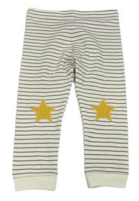 Smetanovo-tmavošedé pruhované pyžamové kalhoty s hvězdičkami F&F