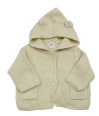 Smetanový propínací svetr s kapucí s oušky GAP