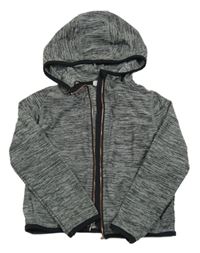 Šedo-černá melírovaná propínací sportovní mikina s kapucí H&M