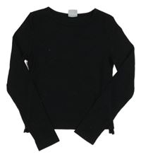 Černé žebrované crop triko s nařasením Y.F.K.