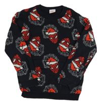 Tmavomodrý svetr se Spider-many s vánočním motivem Tu