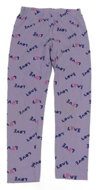 Fialové legíny s nápisy a srdíčky John Lewis
