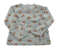 Šedá sametová mikina s liškami LA REDOUTE