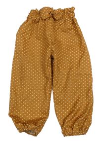 Medové puntíkaté paper bag cuff lehké kalhoty 